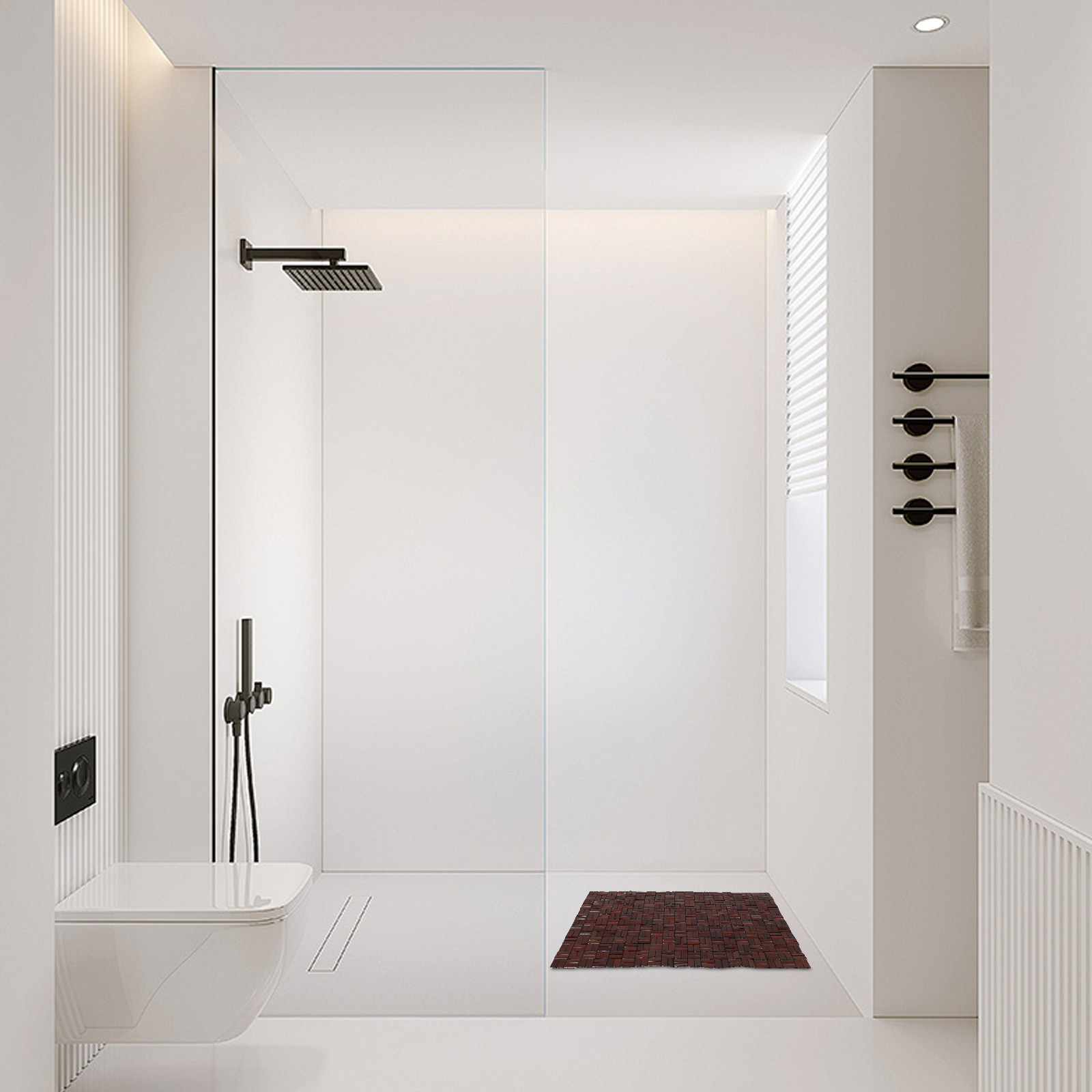 Foldable Bamboo Non-Slip Bath  - Bamboo Bath Mat 评论和价格