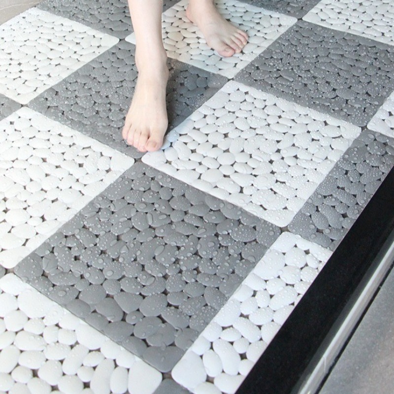 1-10PC 30X30cm Bathroom Pebble - Bamboo Bath Mat 评论和价格